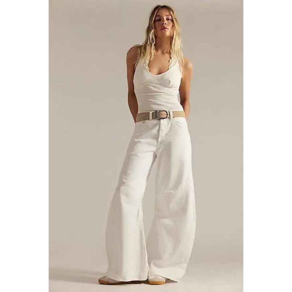We The Free Free People Eden High Slouchy Jean White Size 27 Boho NWOT